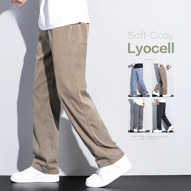 2023 New Summer High Quality Soft Lyocell Fabric Jeans Men Elastic Waist Loose Straight Thin Denim Trousers Male Plus Size M-5XL
2023 New Summer High Quality Soft Lyocell Fabric Jeans Men Elastic Waist Loose Straight Thin Denim Trousers Male Plus Size M-5XL