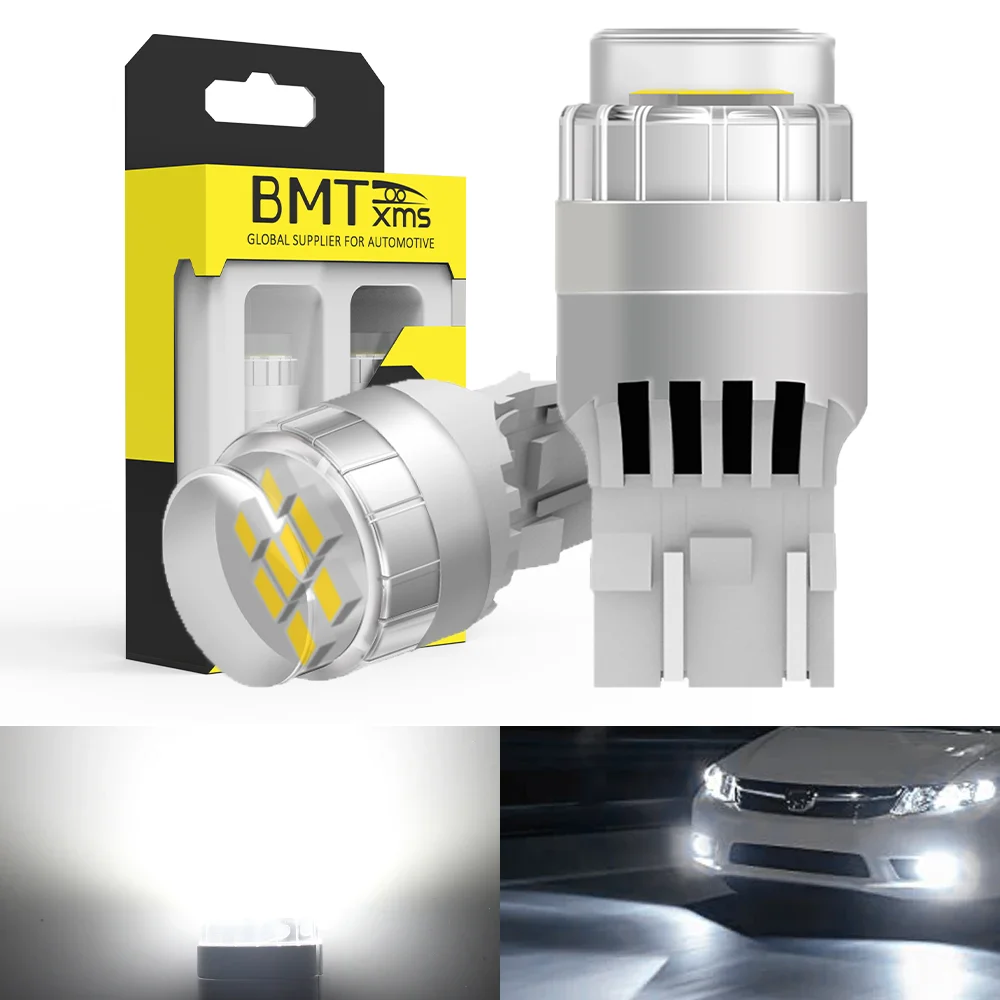 

BMTxms 2Pcs T20 LED Canbus 7443 W21/5W LED Bulb 6500K White Parking Light DRL for Peugeot 208 206 Lada Daytime Running Lamp 12V