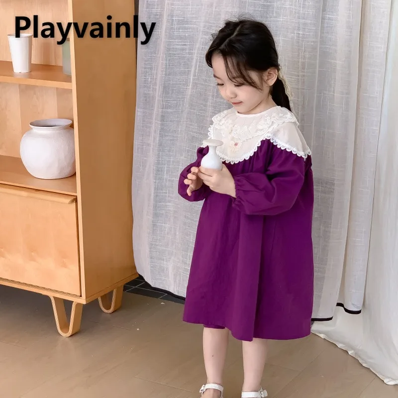 Korean Style New Spring Autumn Dress Children's Long Sleeved Lace Patchwork Princess Dress Little Girl Loose Dresses H1669
Korean Style New Spring Autumn Dress Children's Long Sleeved Lace Patchwork Princess Dress Little Girl Loose Dresses H1669