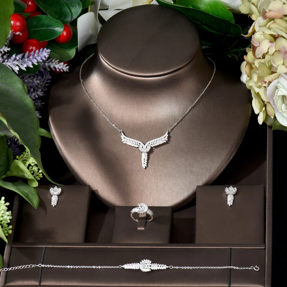 Fashion Micro Pave AAA Cubic Zirconia Stone Angel Wing Necklace and Earrings Set for Women Bridal Jewelry Gift bijoux femm N-783
Fashion Micro Pave AAA Cubic Zirconia Stone Angel Wing Necklace and Earrings Set for Women Bridal Jewelry Gift bijoux femm N-783