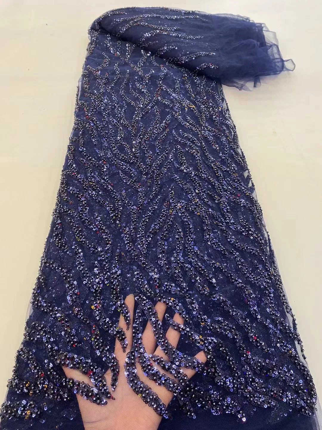 Navy Blue Unique Holed Embroidery French Lace Sequins Soft African Original Organza Fabric Latest 2022 Occasional Tulle Garment
Navy Blue Unique Holed Embroidery French Lace Sequins Soft African Original Organza Fabric Latest 2022 Occasional Tulle Garment