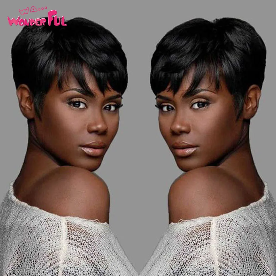 

Wonderful Fashion Bob Short Pixie Cut Wigs Colored Brazilian Lace Front Human Hair Wigs Neutral Ombre Brown Human Wigs For Women