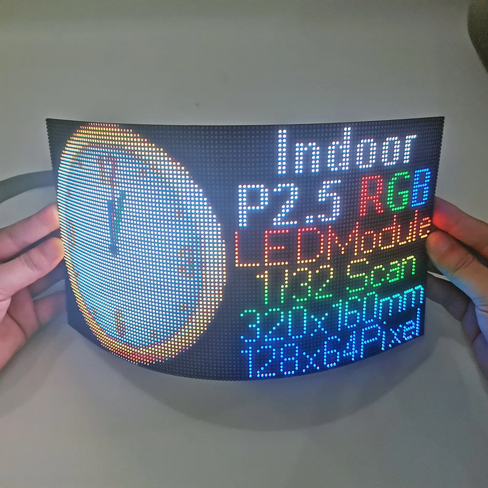 

P2.5 LED Soft Module 320 x 160mm,P1.86,P2,P2.5 LED Flexible Panel. Indoor Full-Color LED Curved LED Display Module