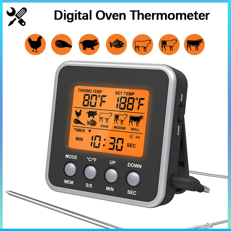 

Digital Chef Thermometer Pastry Cooking Grill Thermometer for Oven °C/°F Conversion LCD Display Kitchen Meat BBQ Thermometer