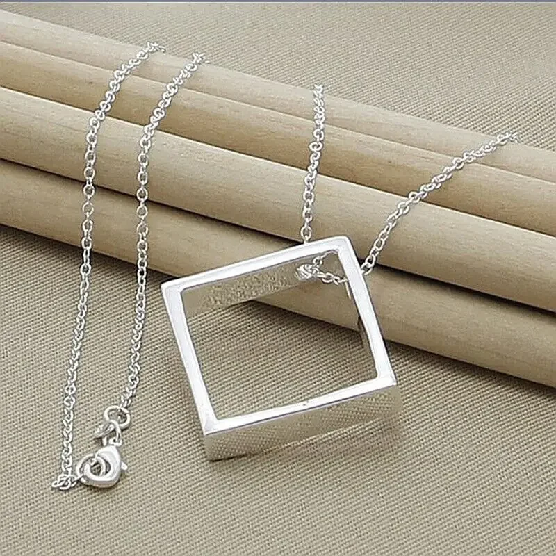 CHUANGCHENG Stylish 925 Sterling Silver Hollow Square Pendant Necklace Chain Fashion Jewelry
CHUANGCHENG Stylish 925 Sterling Silver Hollow Square Pendant Necklace Chain Fashion Jewelry