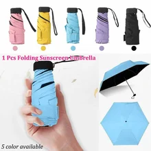 1 Pcs Mini Pocket Sun Rain Umbrella Portable Lightweight Windproof 5 Folding Sunscreen Umbrella