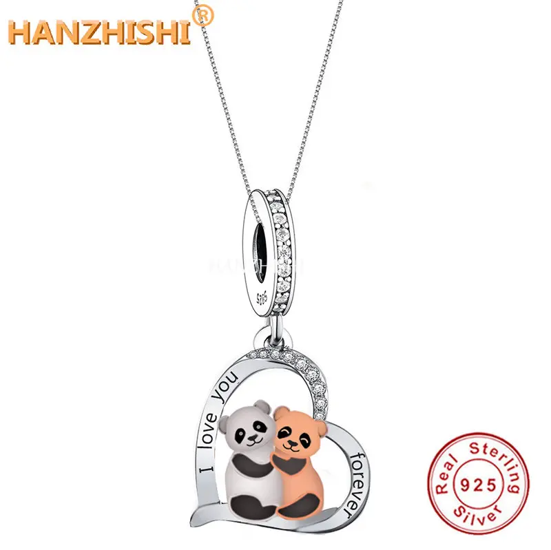 

Animal Heart Necklace 925 Sterling Silver Deer Bear Dinosaur Pig Dog Owl Cat Pendant Necklace Fine Jewellery Gift for Boy Girl