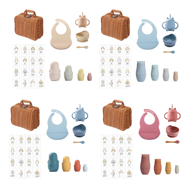 Baby Silicone Dinner Bowl Spoon Cup Silicone Bibs Feeding Set Baby Milestone Cards Stacking Toys Education Montessori Toys
Baby Silicone Dinner Bowl Spoon Cup Silicone Bibs Feeding Set Baby Milestone Cards Stacking Toys Education Montessori Toys