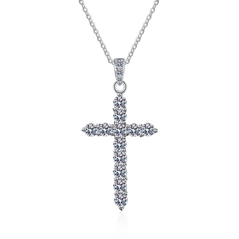 S925 Silver Full Moissanite Cross Necklace Women Certified D Color0.72-1.2ct Moissanite Diamond Charm Necklace Pass Tester Gift
S925 Silver Full Moissanite Cross Necklace Women Certified D Color0.72-1.2ct Moissanite Diamond Charm Necklace Pass Tester Gift