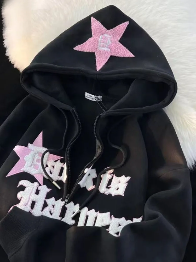 Deeptown Y2k Zip Oversize Hoodie Star Letter Embroidery Harajuku Streetwear Zipper Sweatshirt Long Sleeve Tops 2023 Autumn
Deeptown Y2k Zip Oversize Hoodie Star Letter Embroidery Harajuku Streetwear Zipper Sweatshirt Long Sleeve Tops 2023 Autumn