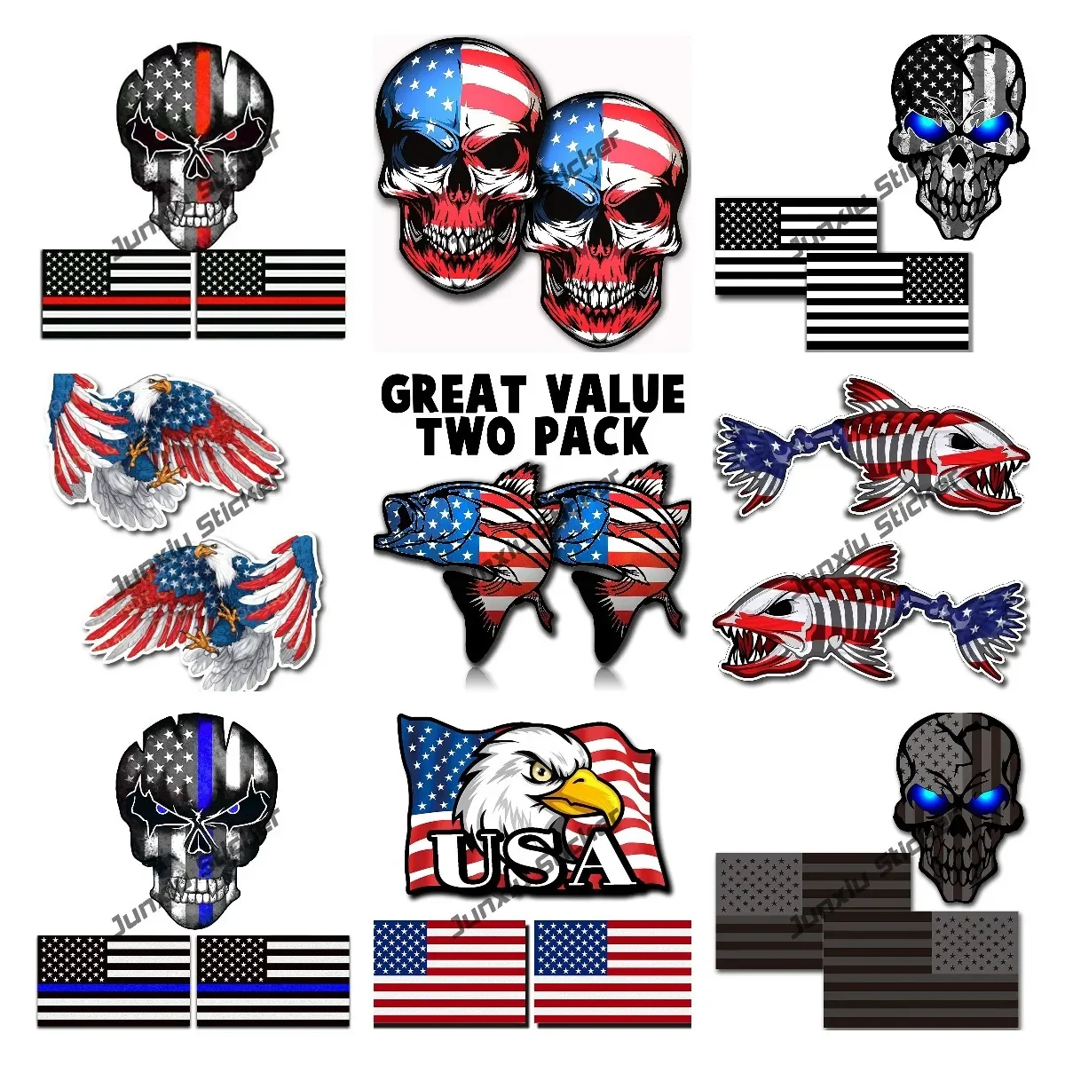 Reflective American Flag Sticker Skull Decal with Black US Flags Sticker USA Bone Fish Sticker UV Fade Resistant Vinyl Car Flags
Reflective American Flag Sticker Skull Decal with Black US Flags Sticker USA Bone Fish Sticker UV Fade Resistant Vinyl Car Flags