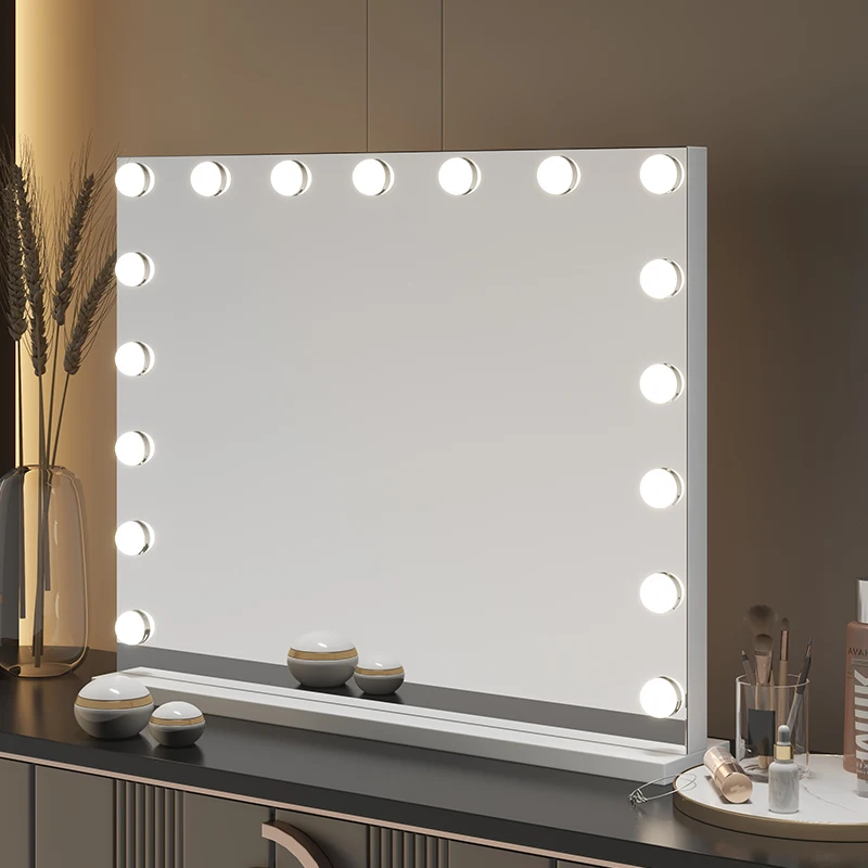 

Vanity Mirror with Lights 27.5"x22.4" LED Makeup Mirror Lighted with 15X Magnification with LED Bulbs Plug in for Dressing Room