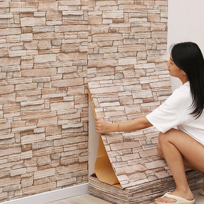 

70x500cm 3D Decoration Bedroom Background Wall Panels Brick Pattern Living Room DIY Wallpaper Waterproof Home Stickers Decor