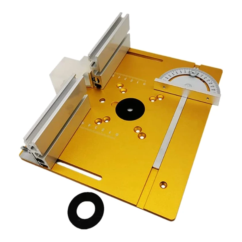 Router Table Insert Plate Wood Milling Flip Board Trimming Machine Auxiliary Tool With Miter Gauge,Gold 
Router Table Insert Plate Wood Milling Flip Board Trimming Machine Auxiliary Tool With Miter Gauge,Gold
