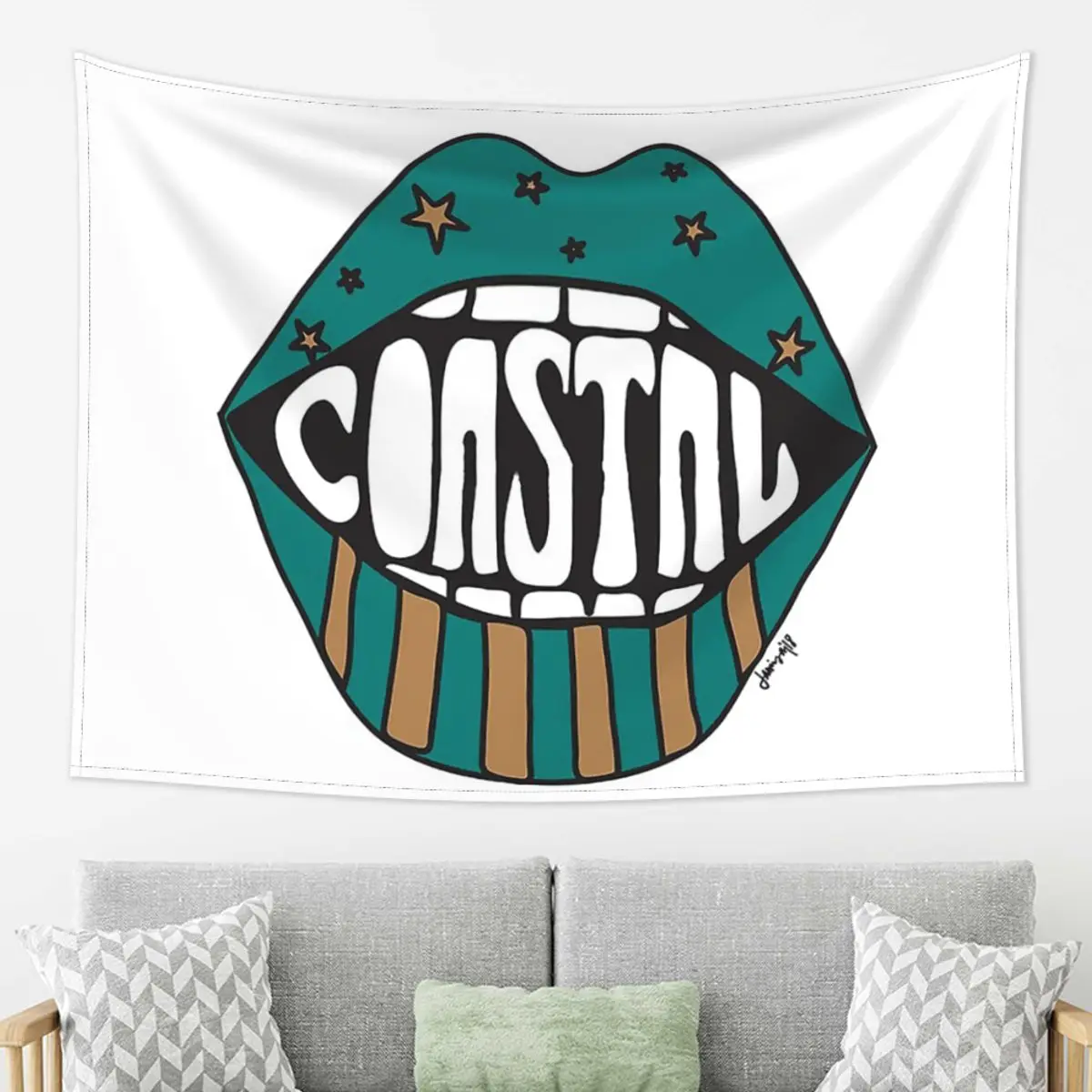 

Coastal Carolina Funky Lips Tapestry Decoration Art Aesthetic Tapestries for Living Room Bedroom Decor Home Hippie Wall Hanging