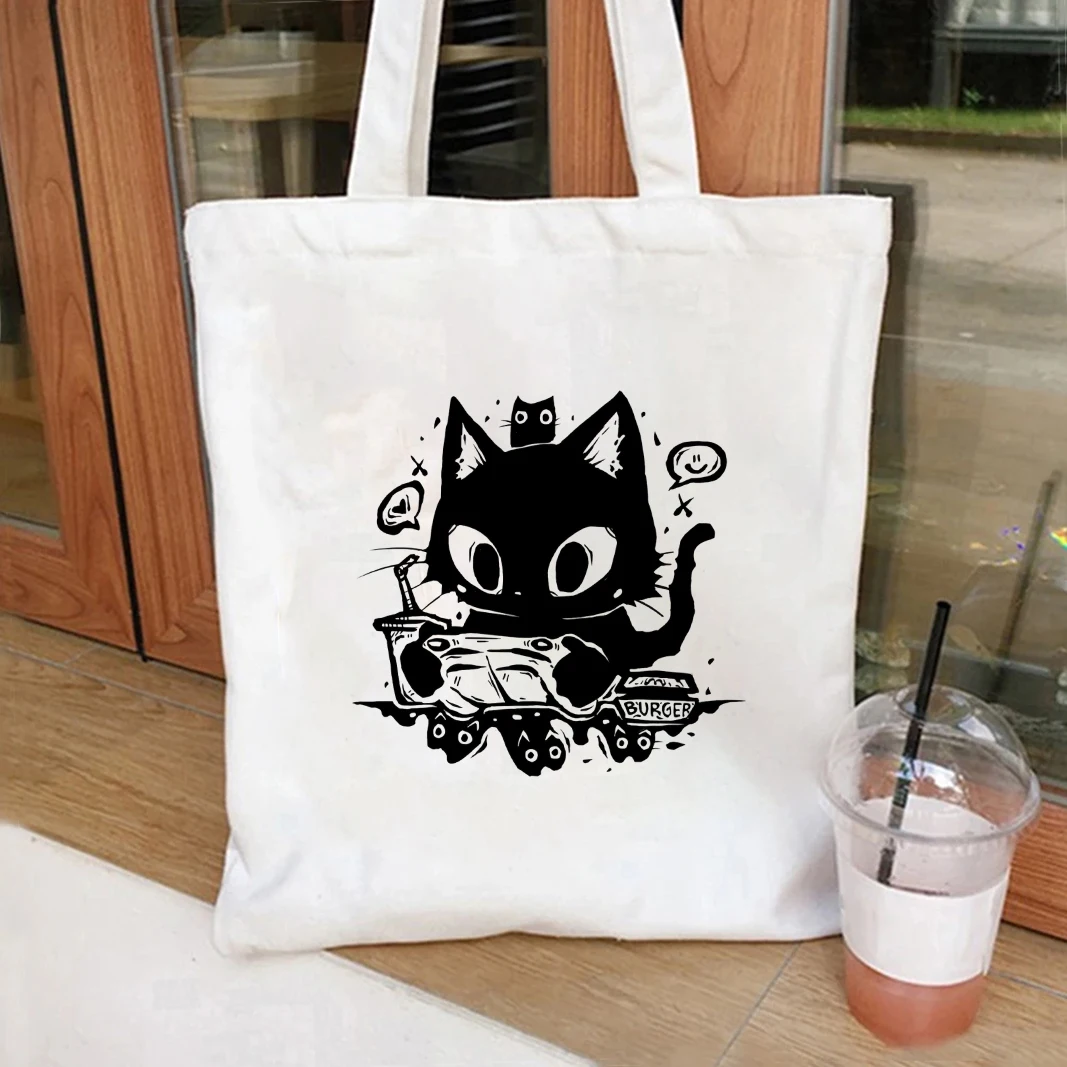 Cute Wacky Black Cats Canvas Tote Bag 12 S6c19de8bf58448b686e5262b559267bbj