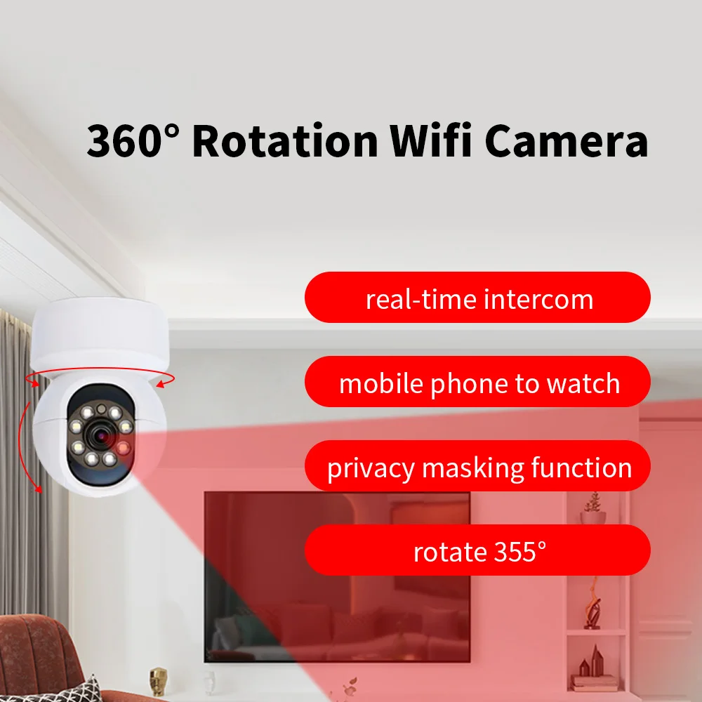

360° Rotation Wifi Camera 2MP HD Two-way Audio Cam Sound Source Tracking Cruise Tracking Survillance Indoor Home Security Camera