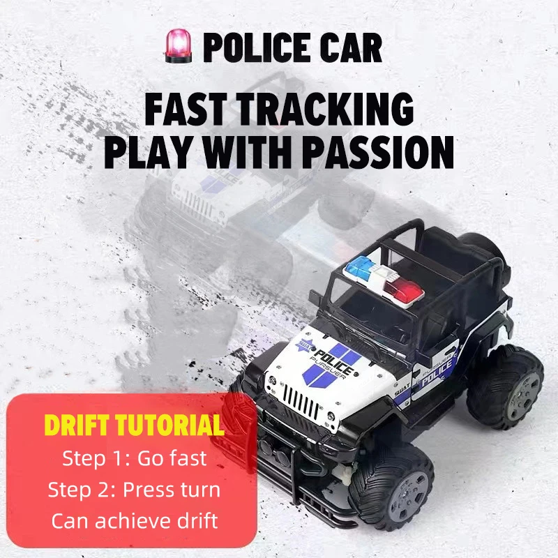 

Rc Police Car 4Ch Alloy Remote Control Cars Climbing Off-Road All Terrain Buggy Drift Electric Vehicle Toys for Boys Kids Gift