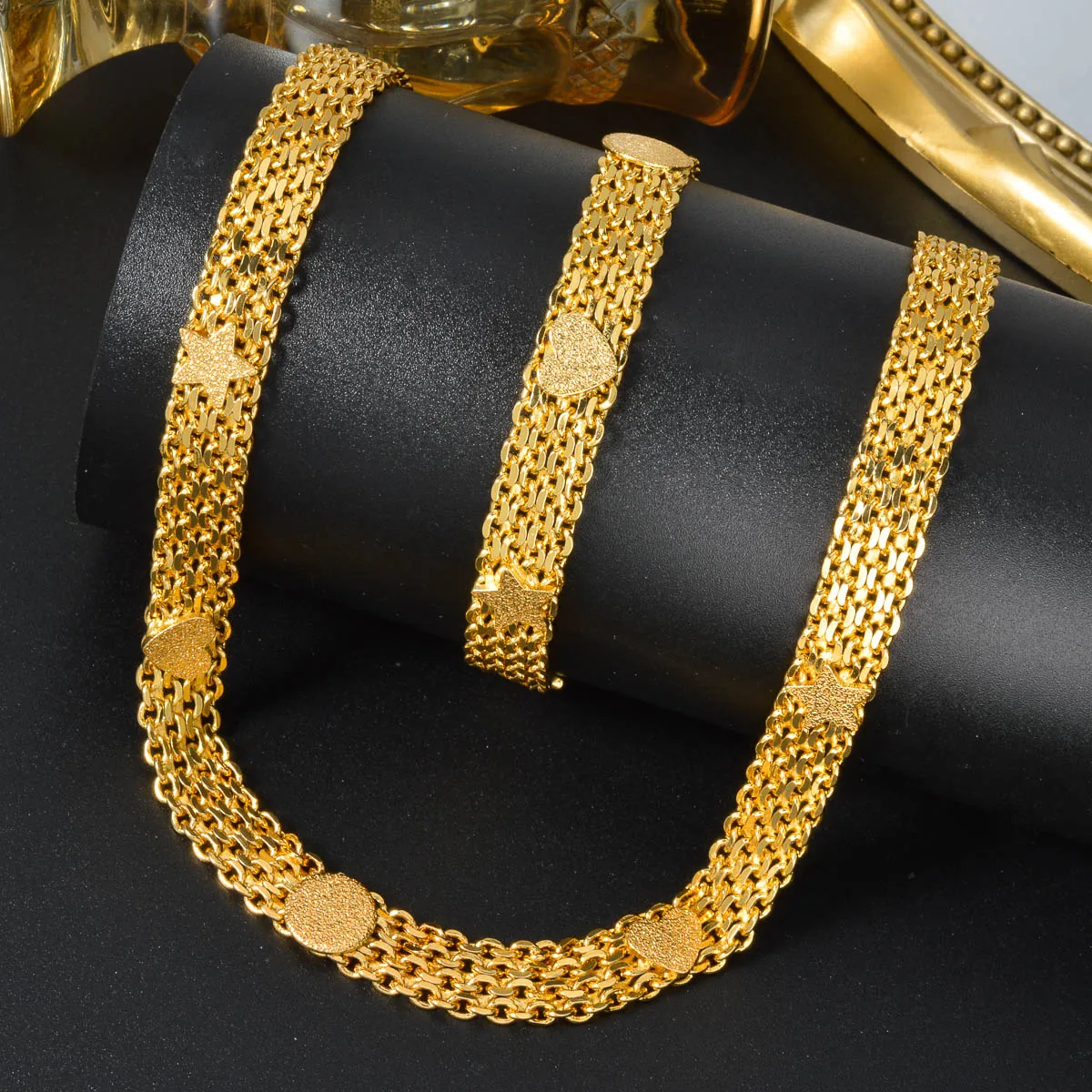 Luxury Gold Plated Brass Jewelry Set for Women Dubai Style Necklace Bracelet Minimalist Wedding Gift Party Fashion Accessories 2 Mallzona S6c1b46c60d9b441585fa7c96c49f9952g Luxury Gold Plated Brass Jewelry Set for Women Dubai Style Necklace Bracelet Minimalist Wedding Gift Party Fashion Accessories Mallzona