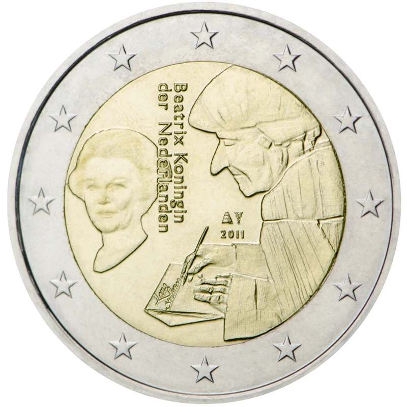 

Netherlands on 2011 Commemorative Coin Erasmus Published the 500 Th Anniversary of Fool's Ode 2 Euro UNC Brand New