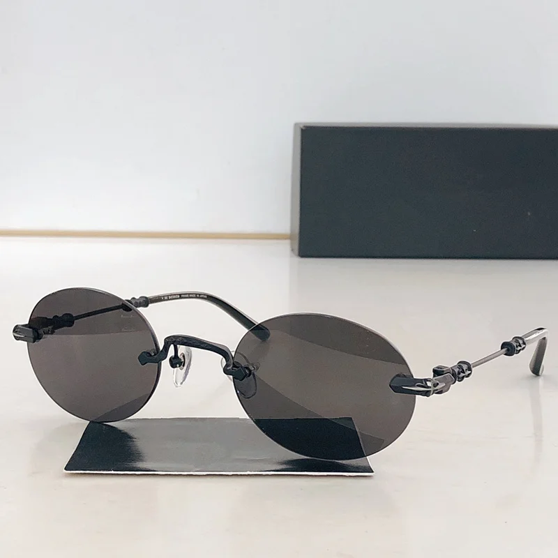 

Luxury CHRetro-Vintage Titanium Rimless Sunglasses UV400 Unisex Round Rectangular Polarized Goggles Gradient Glasses