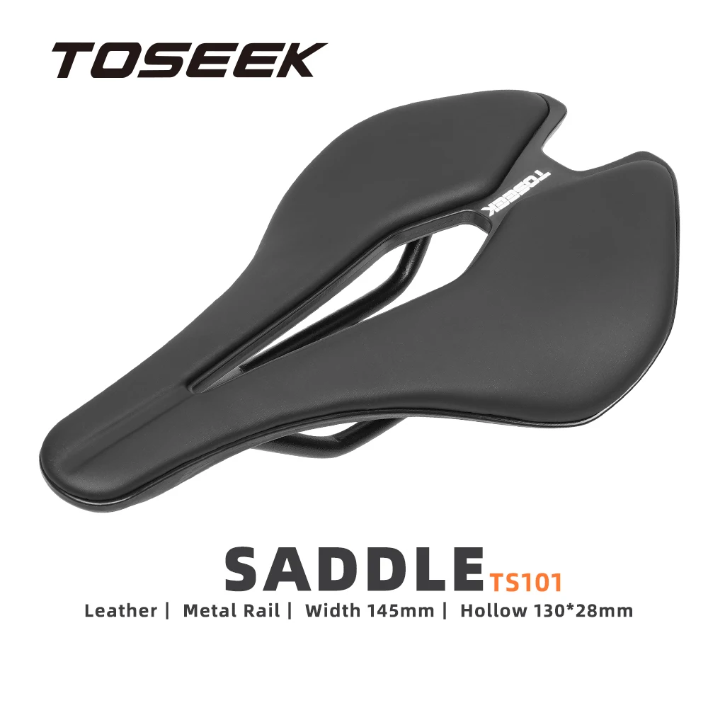

TOSEEK TS101 Bicycle Saddle MTB Road Cushion Bike Seat 7x7mm Round Rails 255*145*44mm Wide and Comfort Long Trip Seat Hollow
