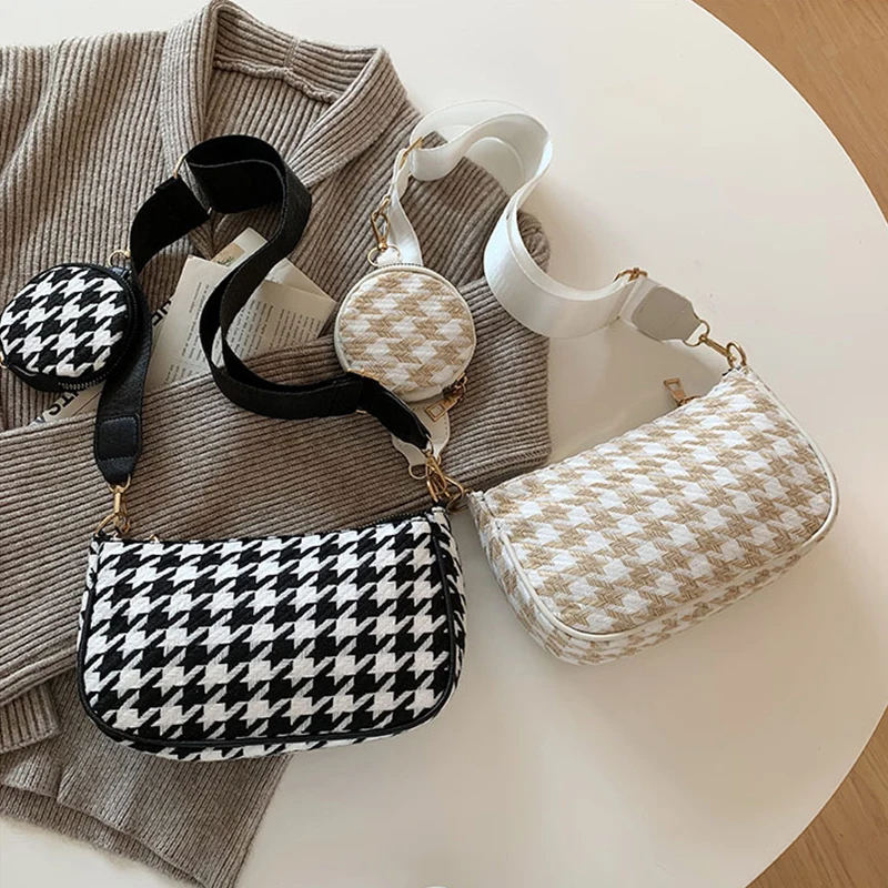 Female Vintage Plaid Printing Shoulder Bags with Mini Round Purse Pendant Women's Bag Casual Small Crossbody Bags 2pcs Composite
Female Vintage Plaid Printing Shoulder Bags with Mini Round Purse Pendant Women's Bag Casual Small Crossbody Bags 2pcs Composite