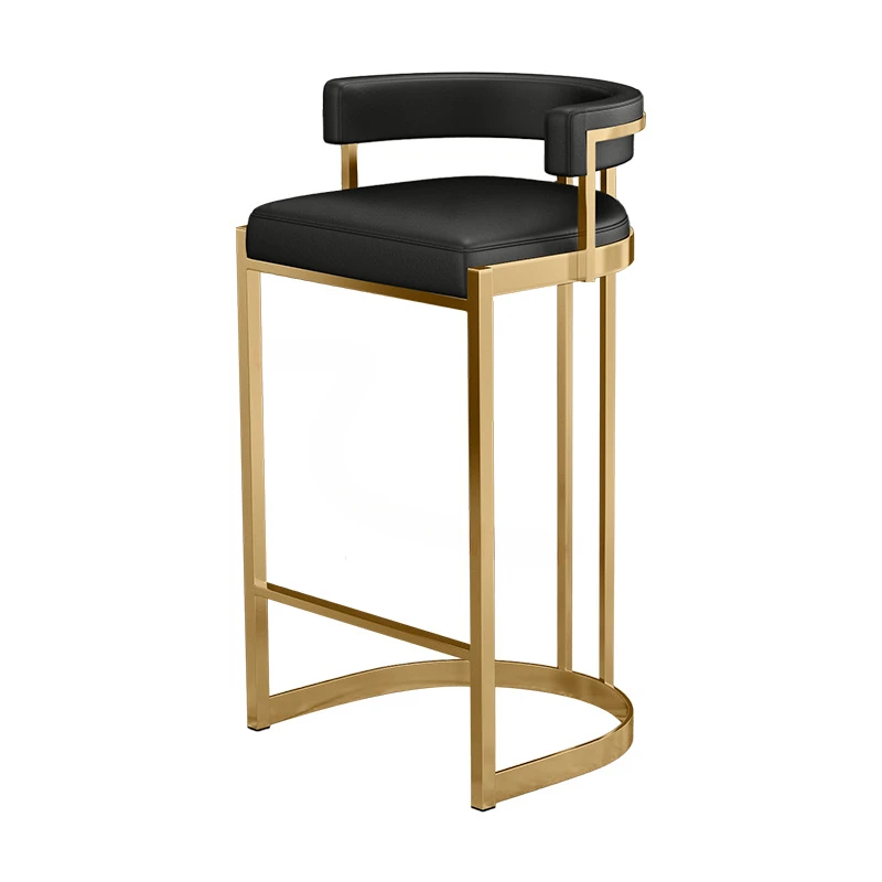 

Nordic Backrest Bar Chair for Kitchen Island home Furniture Modern Luxury gold Iron Counter Stool Leather High Feet Bar Chairs