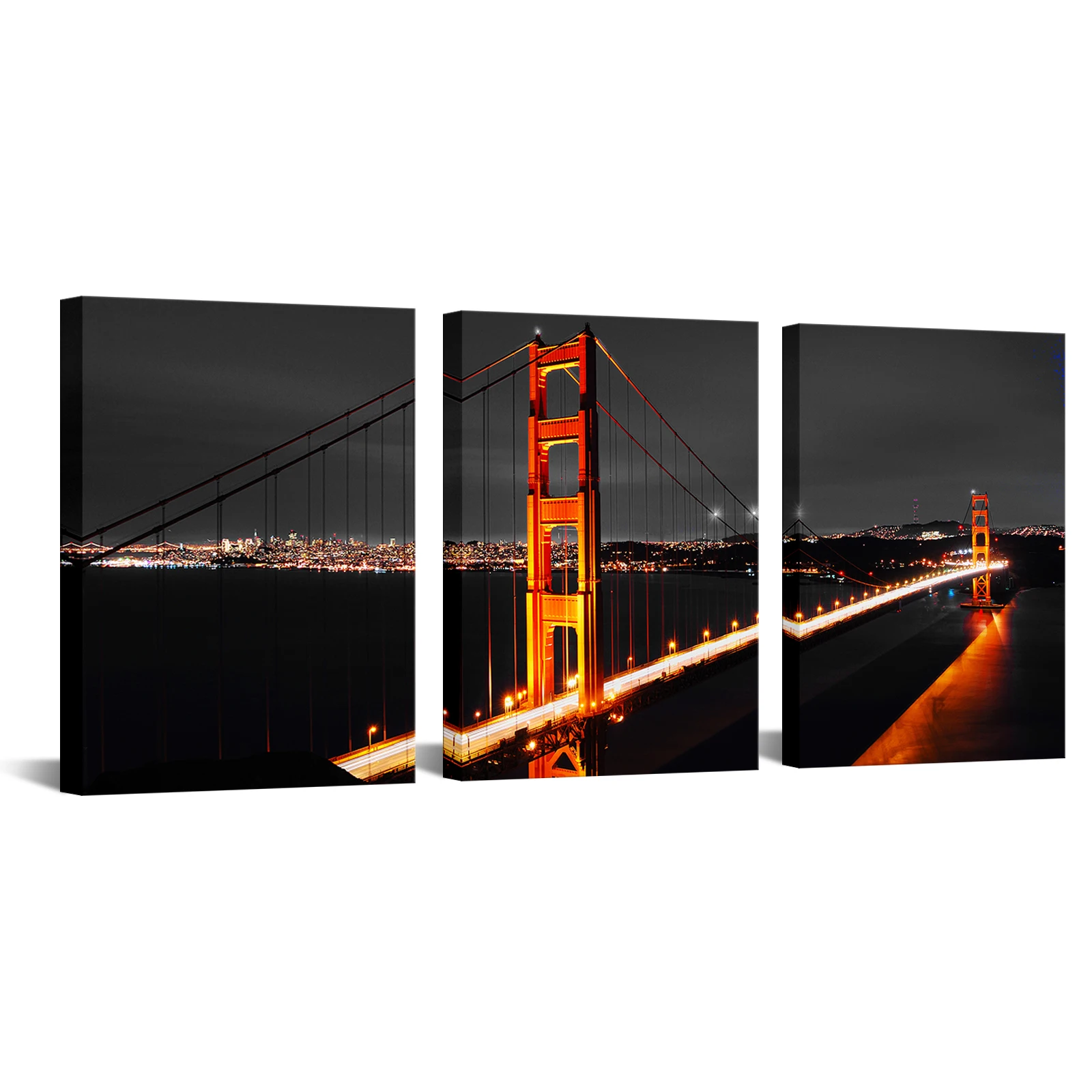 3 Pieces Golden Gate Bridge Home Decor Poster Bridge Night View Print Canvas Art Modern Style Picture Living Room Wall Art
3 Pieces Golden Gate Bridge Home Decor Poster Bridge Night View Print Canvas Art Modern Style Picture Living Room Wall Art
