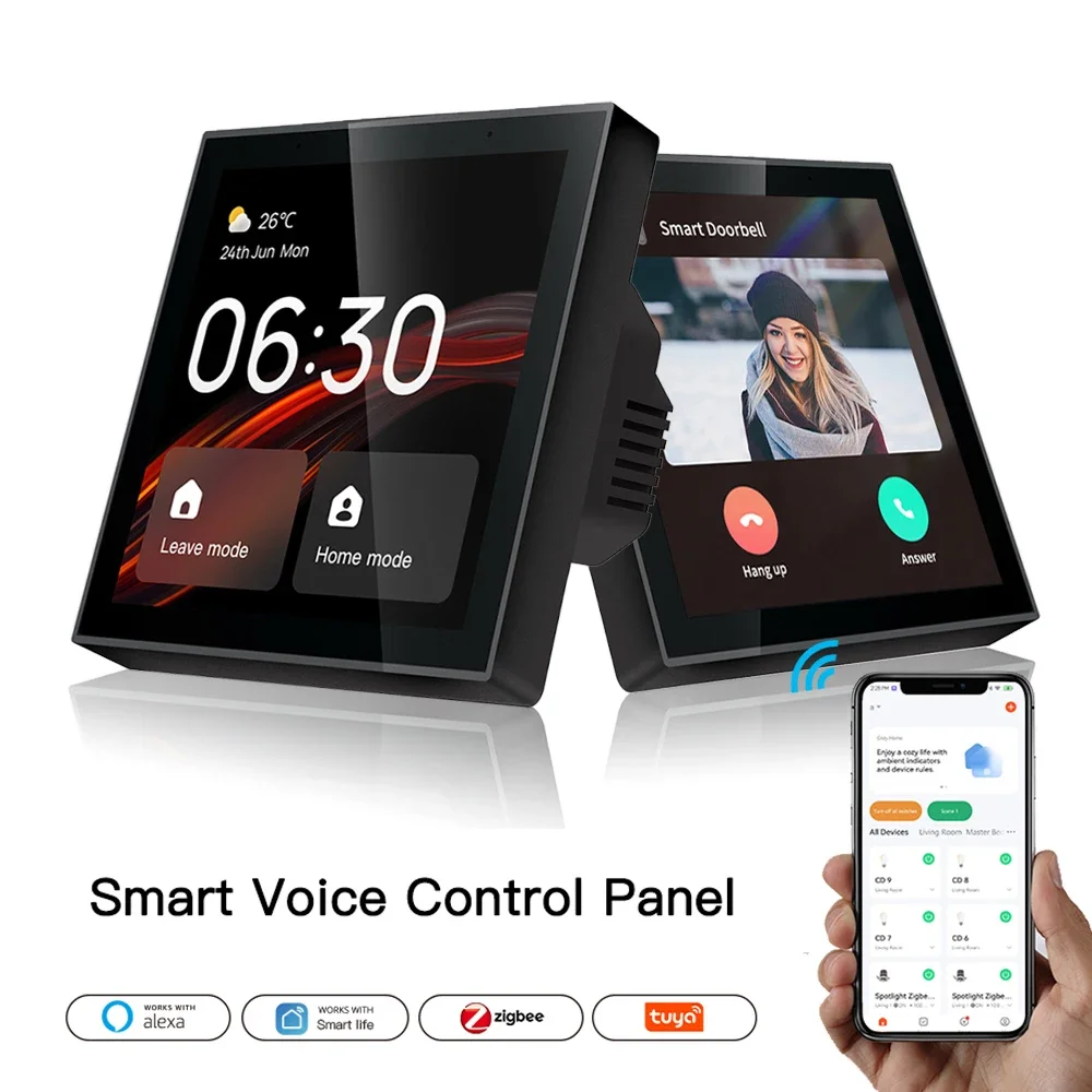 

2023 built-in Alexa voice control tuya wireless smart home zigbee gateway 4 inch smart life central control panel