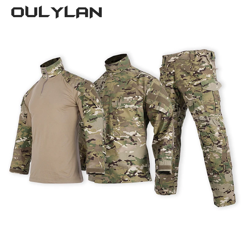 

3PCS Outdoor Long Sleeved Tactical Suit Set Men Military Training Camouflage Frog G3 Conbat Suits for Spring Autumn Jacket Pants