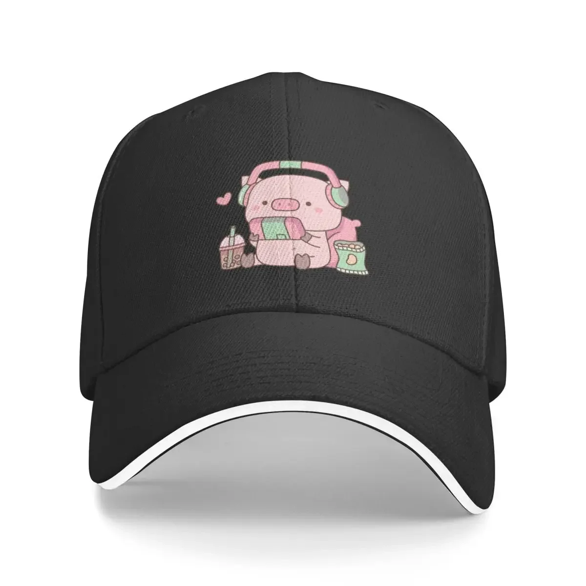 

New Cute Little Piggy Gamer With Headphones Baseball Cap Brand Man Caps Snapback Cap Hats For Women Men's