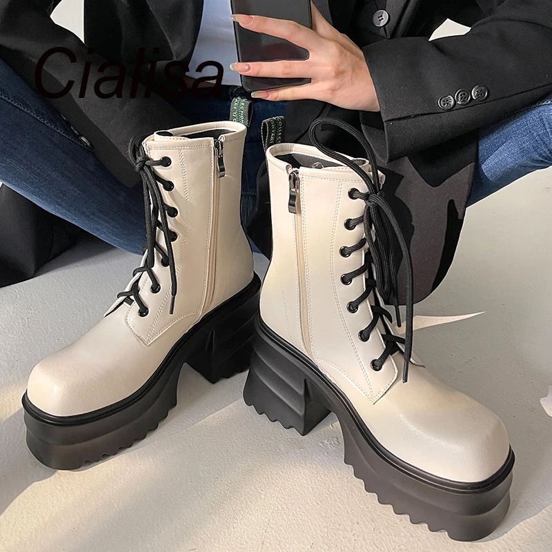 Cialisa Boots 2022 Autumn Winter New Platform Shoes Cross-Tied Square Toe Genuine Leather 9cm Thick High Heels Women Short Boots
Cialisa Boots 2022 Autumn Winter New Platform Shoes Cross-Tied Square Toe Genuine Leather 9cm Thick High Heels Women Short Boots