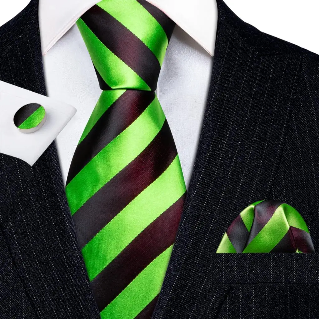 Designer Silk Mens Ties Set Green Red Striped Black Gold White Blue Purple Necktie Hanky Cufflinks Corbatas Gift Barry·Wang 6093
Designer Silk Mens Ties Set Green Red Striped Black Gold White Blue Purple Necktie Hanky Cufflinks Corbatas Gift Barry·Wang 6093