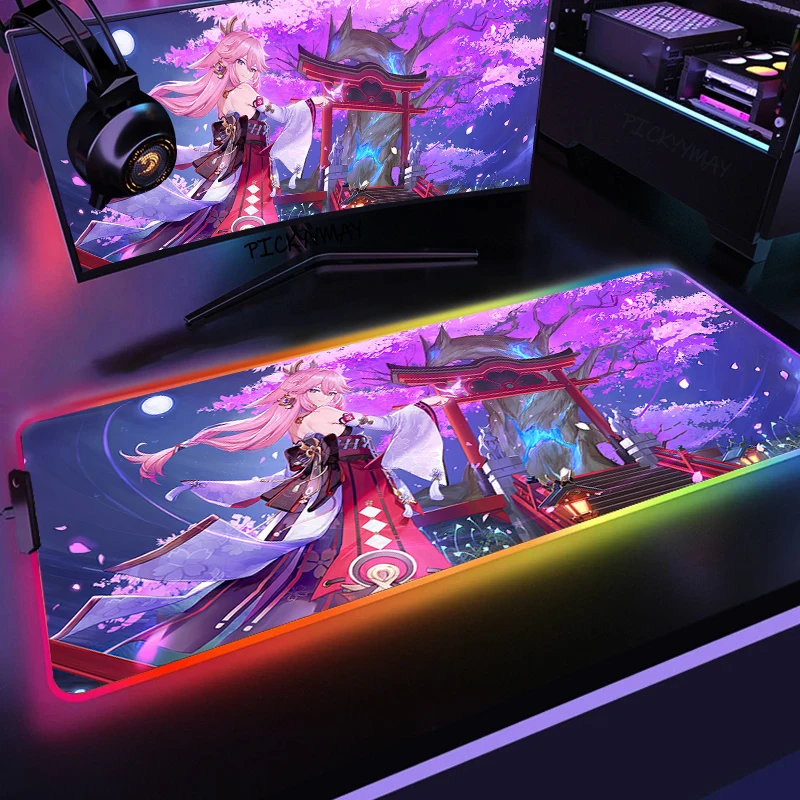 LED Light Desk Mat XXL Computer Gaming Mousepad Genshin Impact 90x40cm Backlight Keyboard Mat Mouse Pad RGB Anime Girl Yae Miko
LED Light Desk Mat XXL Computer Gaming Mousepad Genshin Impact 90x40cm Backlight Keyboard Mat Mouse Pad RGB Anime Girl Yae Miko