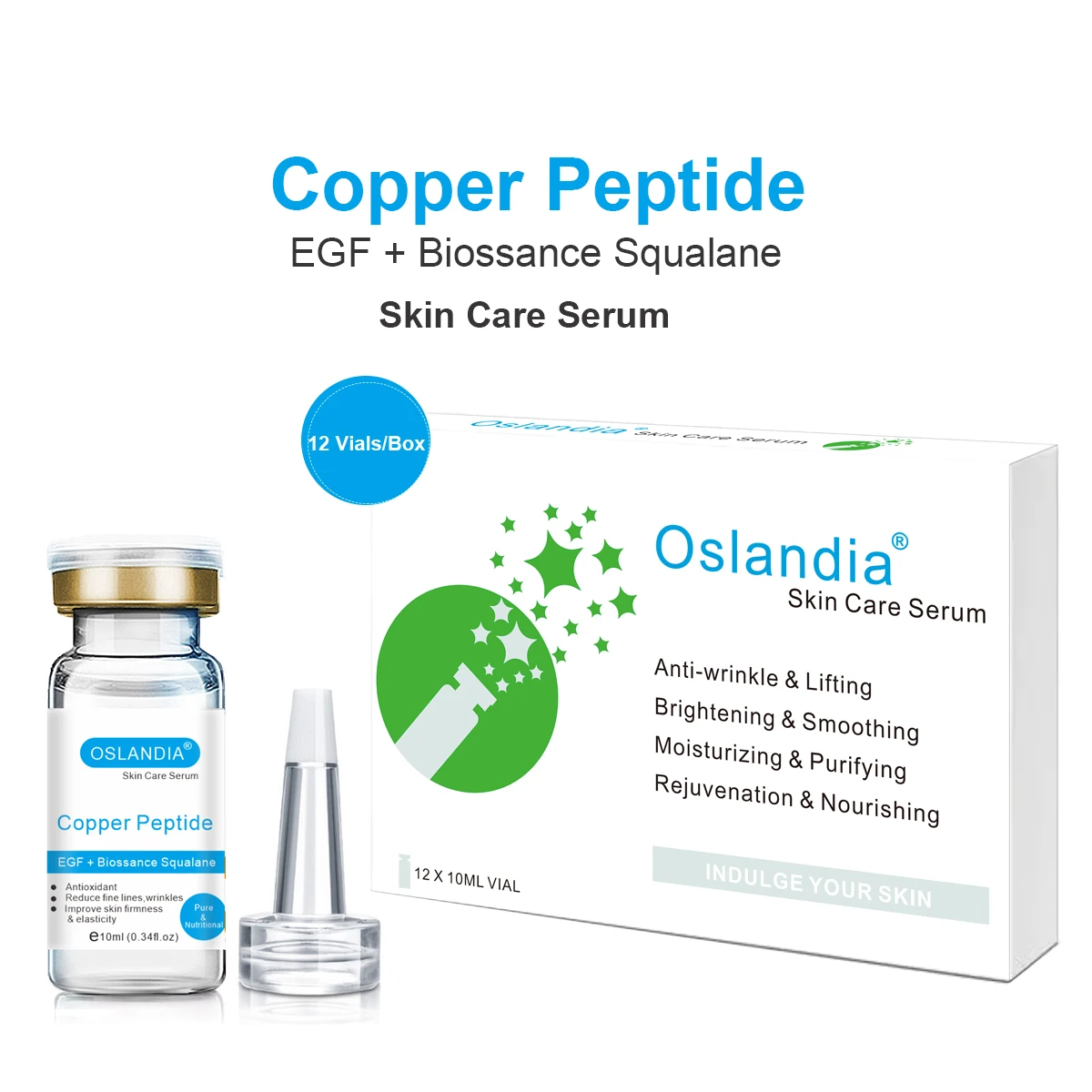 

Oslandia Copper Peptide EGF Biossance Squalane Anti-wrinkle Facial Skincare Serum Skin Lifting Firming Face Essence 12 Vials/Box