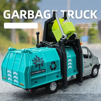합금 쓰레기 트럭 도로 위생 트럭 장애물 제거 어린이 장난감 소년 소리와 가벼운 시뮬레이션 자동차 모델 컬렉션 장식품