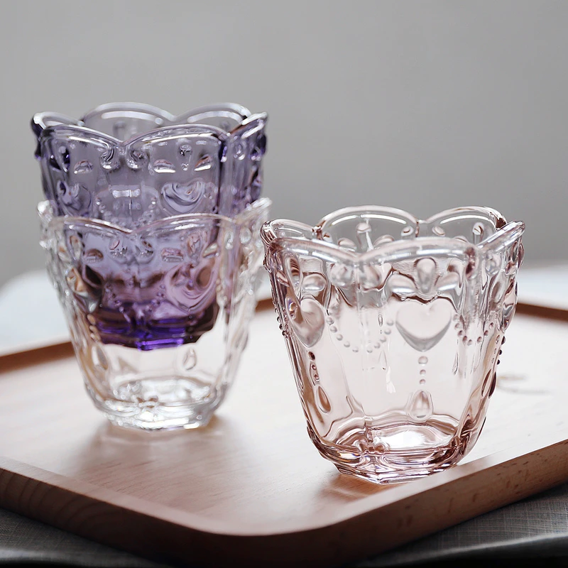 High Quality Japan Zakka Style Round Transparent Glass Breakfast Water Tea Coffee Ice-cream Cups Heart Emboss 3 Colors Purple
High Quality Japan Zakka Style Round Transparent Glass Breakfast Water Tea Coffee Ice-cream Cups Heart Emboss 3 Colors Purple