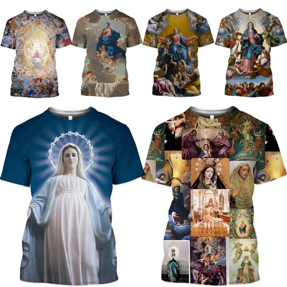 Mamba Top Virgin Mary T Shirt Women Short Sleeve Men 3D Print Jesus Mother Oil Painting Portrait Rosary Prayer Sportswear
Mamba Top Virgin Mary T Shirt Women Short Sleeve Men 3D Print Jesus Mother Oil Painting Portrait Rosary Prayer Sportswear