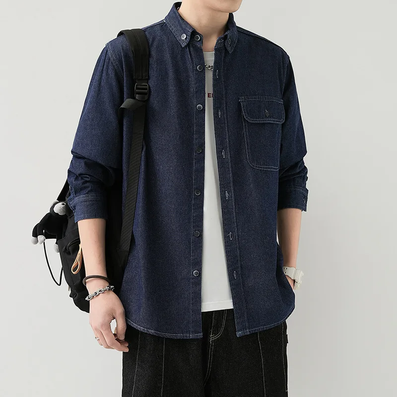 Korean Style Spring Autumn Men Denim Shirts Long Sleeve Single Breasted Solid Plus Size M to 4XL Camisas Steampunk Hombre
Korean Style Spring Autumn Men Denim Shirts Long Sleeve Single Breasted Solid Plus Size M to 4XL Camisas Steampunk Hombre