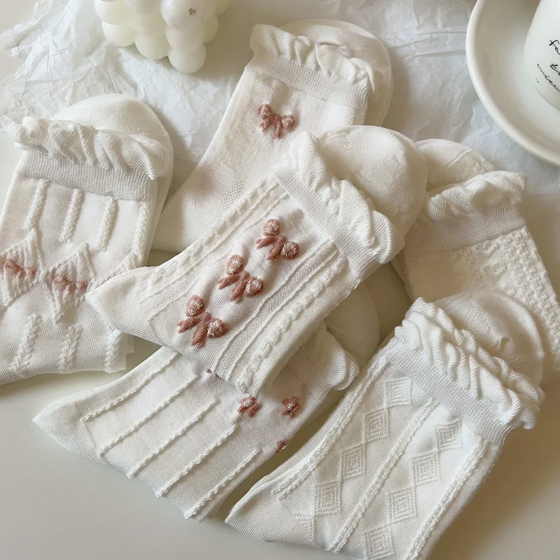Summer Thin Lolita Socks Women's Medium Tube Stockings Lace White Stripe Flower Socks Japanese Kawaii Socks Non-slip Chaussette
Summer Thin Lolita Socks Women's Medium Tube Stockings Lace White Stripe Flower Socks Japanese Kawaii Socks Non-slip Chaussette
