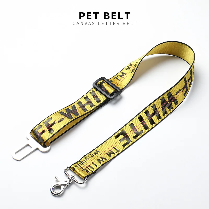 

Trendy Canvas Dog Pet Towing Rope Nylon Ribbon Dog Car Safety Belt Secure Animal Neck Strap