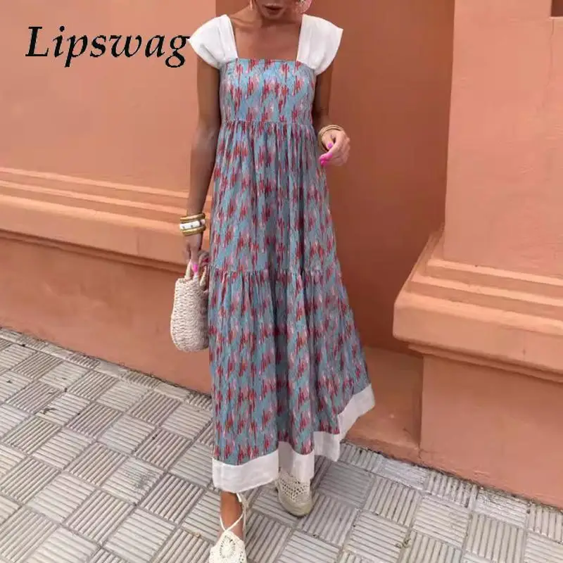 Elegant 2024 Stitching Beach Dress Sexy Elegant Elastic Backless Pleat Dresses Women New Casual Printed Square Collar Long Dress
Elegant 2024 Stitching Beach Dress Sexy Elegant Elastic Backless Pleat Dresses Women New Casual Printed Square Collar Long Dress