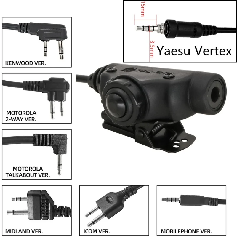 U94 V2 PTT Icom / Kenwood / Midland / Motorola Talkabout 1 Pin/Motorola Talkabout 2 Pin / Phone PTT U94 PTT for Tactical Headset
U94 V2 PTT Icom / Kenwood / Midland / Motorola Talkabout 1 Pin/Motorola Talkabout 2 Pin / Phone PTT U94 PTT for Tactical Headset