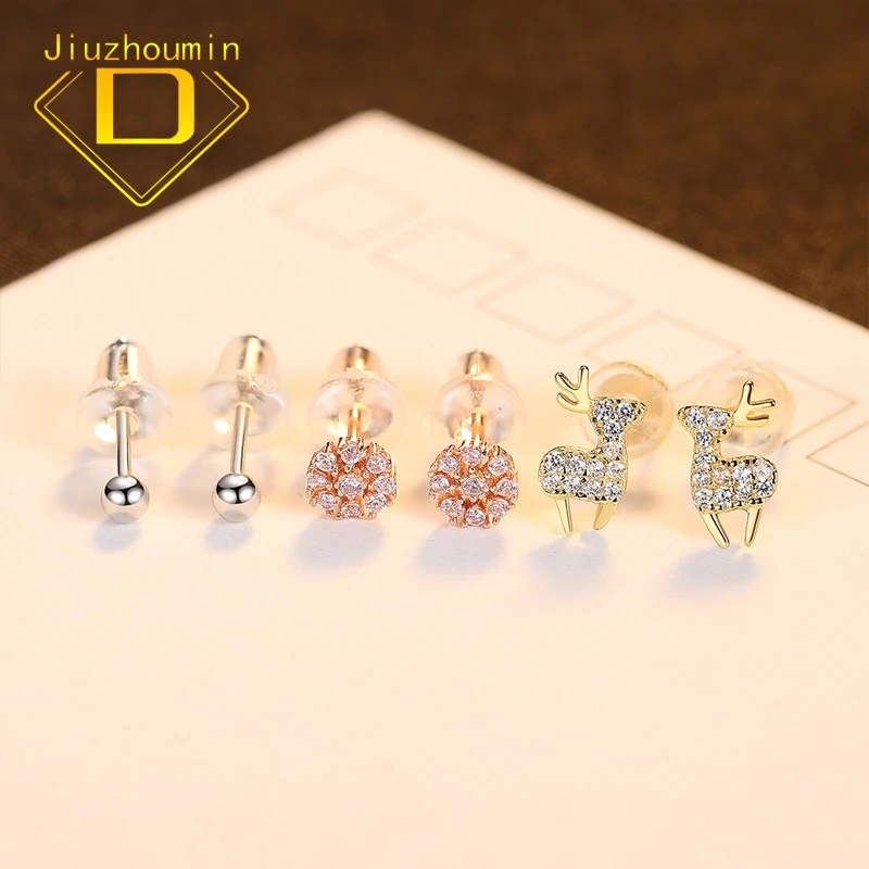 3 Pairs of Cute S925 Sterling Silver Elk Zircon Stud Earrings for Women Asymmetric Eardrop Fine Jewelry Christmas Gifts for Girl
3 Pairs of Cute S925 Sterling Silver Elk Zircon Stud Earrings for Women Asymmetric Eardrop Fine Jewelry Christmas Gifts for Girl
