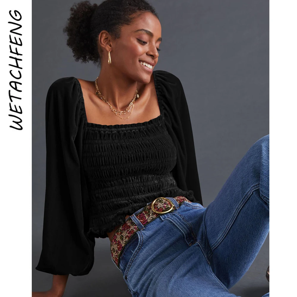 Elegant Chic Blouses And Shirts Autumn Spring Sexy Ruches Backless Lantern Long Sleeve Curduroy Women Base T Shirts Blusa Tops
Elegant Chic Blouses And Shirts Autumn Spring Sexy Ruches Backless Lantern Long Sleeve Curduroy Women Base T Shirts Blusa Tops