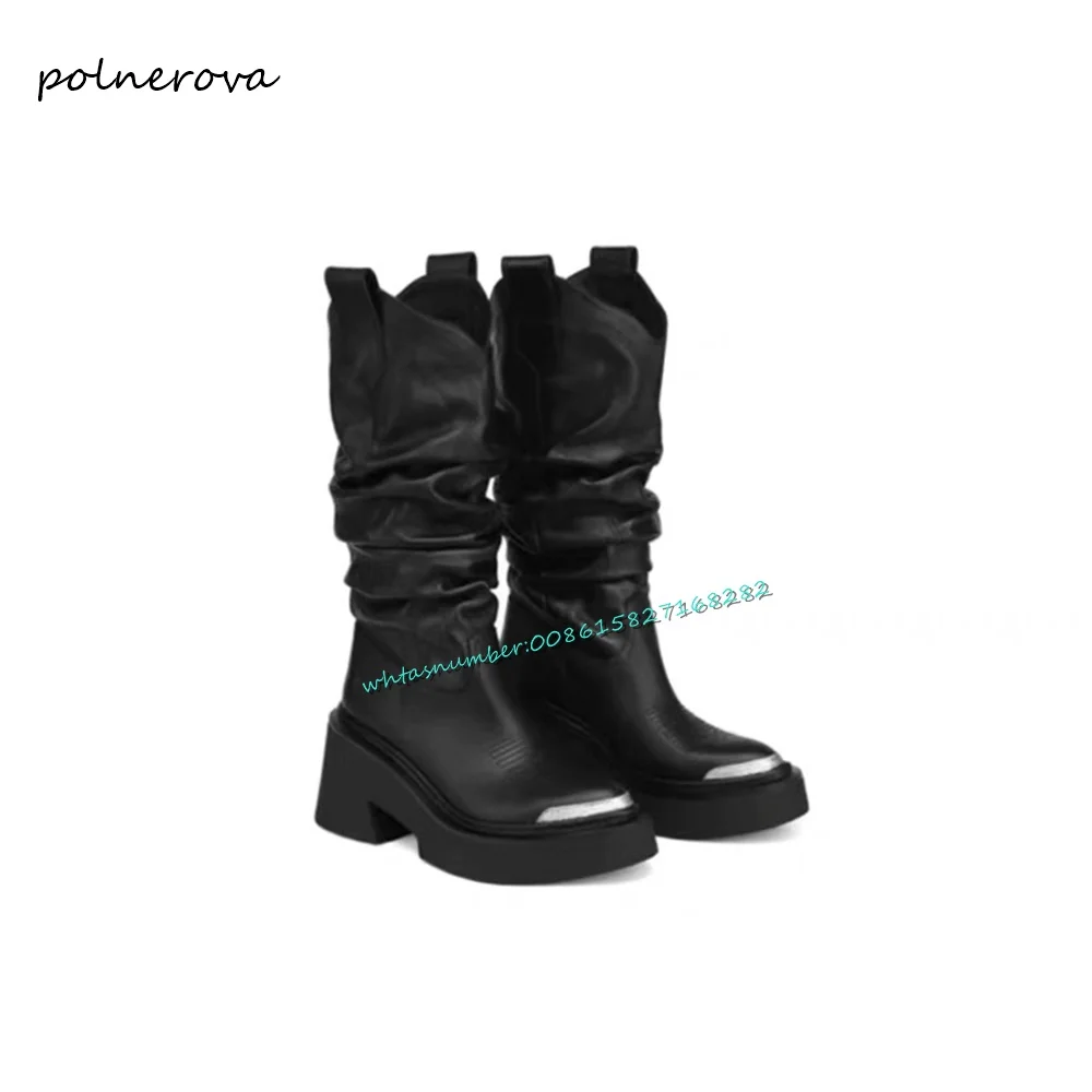Fashion Black Leather Mid-Calf Boots Chunky Heel Round Toe Boot Daily Party Shoes for Women 2023 Autumn Winter Newest Luxury
Fashion Black Leather Mid-Calf Boots Chunky Heel Round Toe Boot Daily Party Shoes for Women 2023 Autumn Winter Newest Luxury