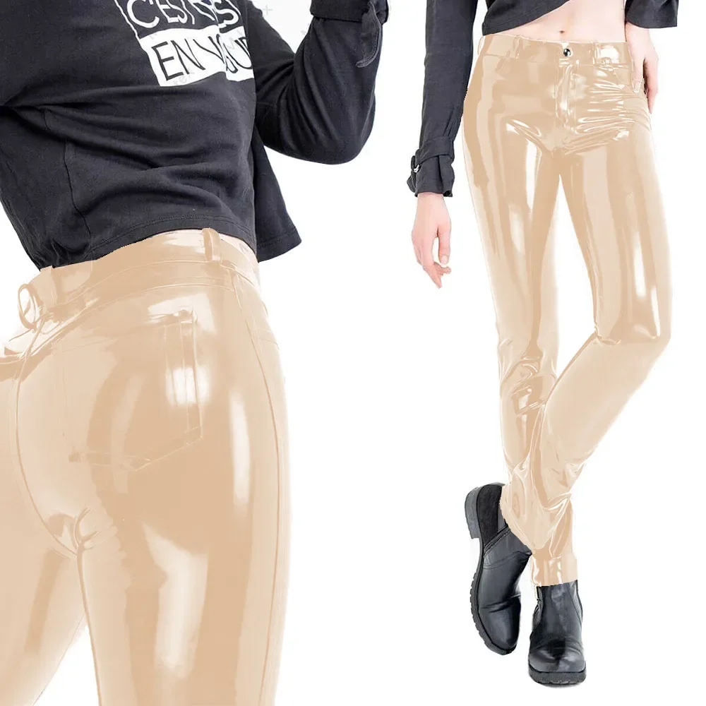 Fashion Women's Slim Fit Pencil Pants Wetlook PVC Leather Long Pants High Waisted Back Pockets Capris Streetwear Women Clothing 47 S6c357eefcbce4815a8df6040c1a0d967P