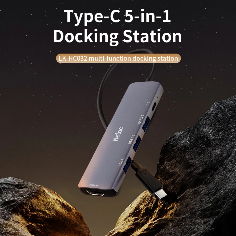 Netac 5 in 1 Type-C Multifunctional Docking Station Own 3 USB3.0 and 1 HDMI Multifunctional Adapter Extension Type-C Ootput Port
Netac 5 in 1 Type-C Multifunctional Docking Station Own 3 USB3.0 and 1 HDMI Multifunctional Adapter Extension Type-C Ootput Port