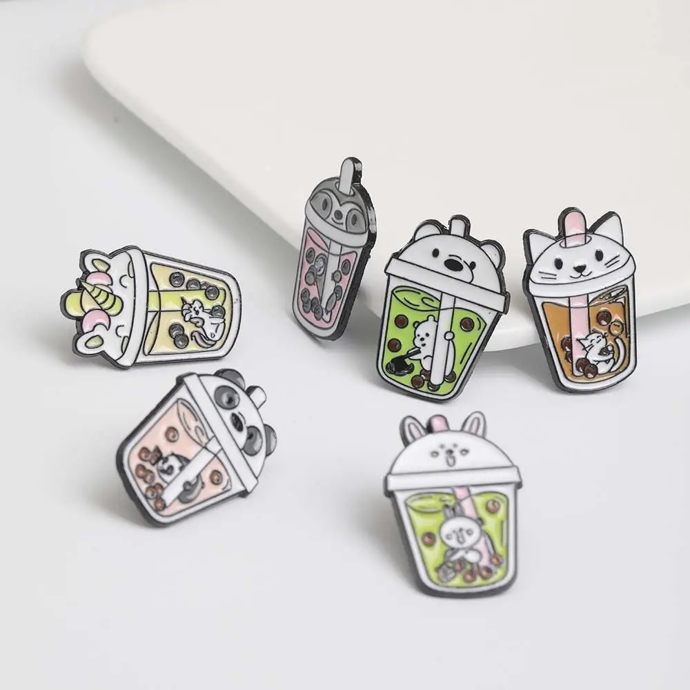 

Cartoon Cute Animal Shape Jewelry Accessories Lapel Pin Badge Pin Lapel Brooch Milk Tea Pet Brooch Brooches Pin Enamel Pin